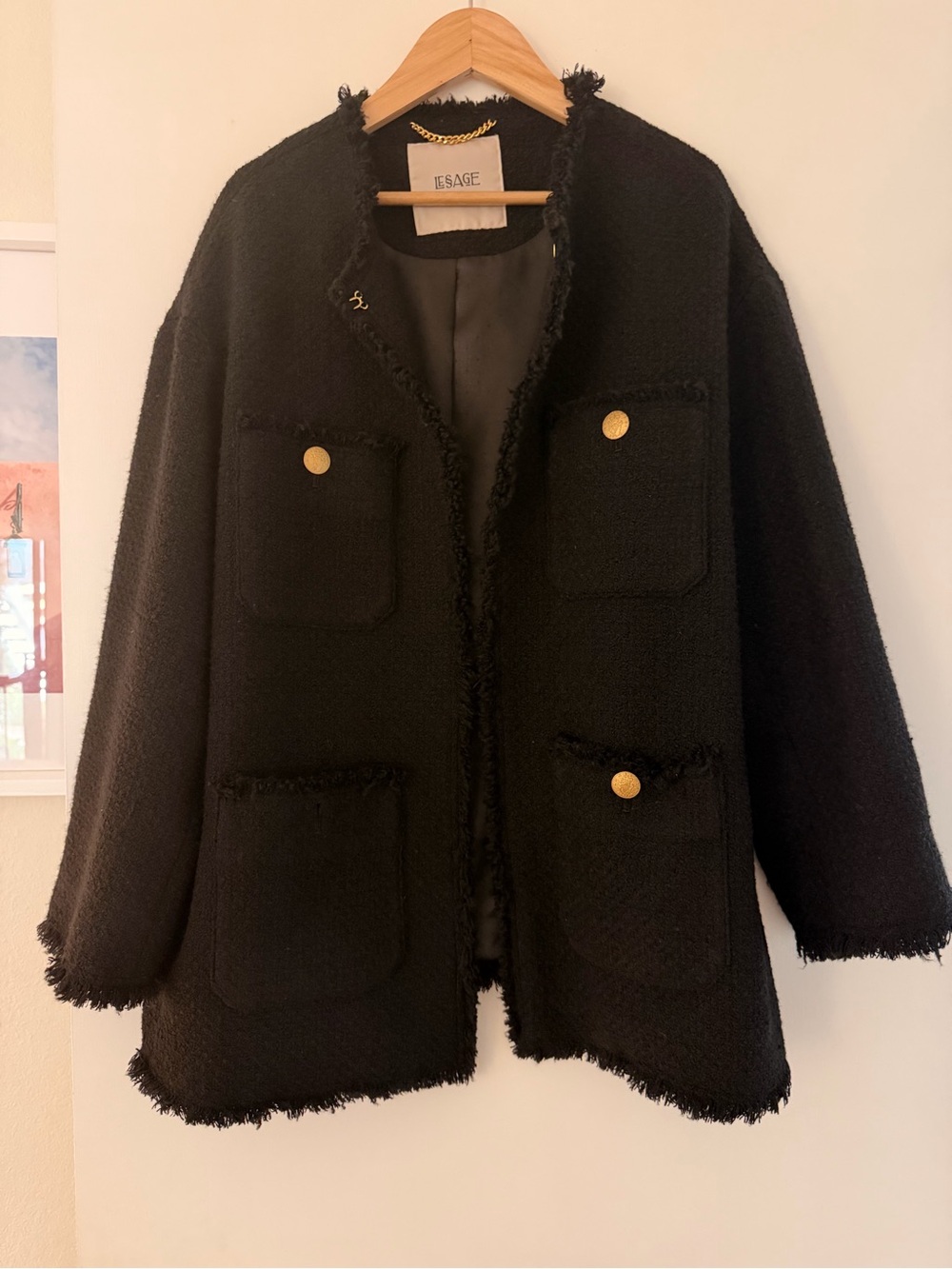 Journal Standard L’ESSAGE GIOLICA Black Tweed Gold Button Jacket Japan